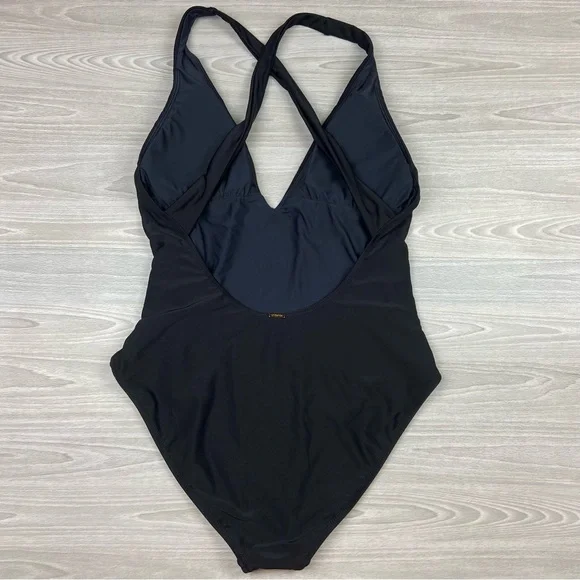 L'AGENCE Lisa Plunge One-Piece Swimsuit Black Gold Coin Size XL - Picture 9 of 16